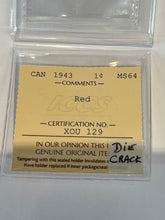 Canada One Cent 1943 MS-64 ICCS Die Crack