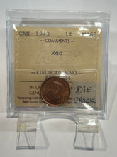 Canada One Cent 1943 MS-65 ICCS Die Crack