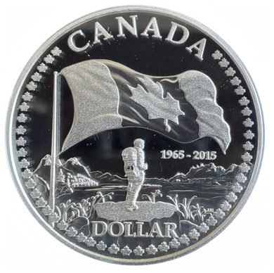 2015 Canada  Proof Silver Dollar 50 th Anniversary of the Canadian Flag