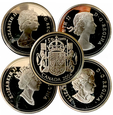 2004 Canada Fifty Cents Sterling Silver- Effigies of Queen Elizabeth II-4 Coin Set