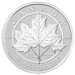 2012 Canada $10 Ten Dollars-Maple leaf Forever 1/2 oz