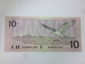 1989 Bank of Canada 10 Dollars McDonald Banknote AEW 5501780