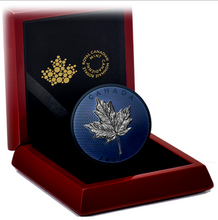 2022 50$ 5 oz. Pure Silver Coin - Blue Rhodium Plating-Maple leaves in Motion