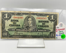 1937 Bank of canada BC-21d One Dollars VG-8 Coyne Towers, Serial-RN 0609585