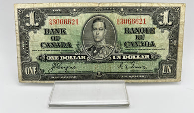 1937 Bank of canada BC-21d One Dollars f-12 Coyne Towers, Serial-ON 3066621