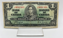 1937 Bank of canada BC-21d One Dollars f-12 Coyne Towers, Serial-JN 8091503