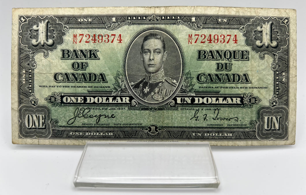 1937 Bank of canada BC-21c One Dollars f-12 Coyne Towers, Serial-MN 7249374