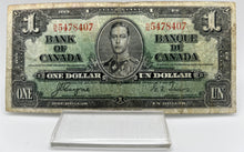 1937 Bank of canada BC-21c One Dollars f-12 Coyne Towers, Serial-NN 5478407