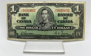 1937 Bank of canada BC-21c One Dollars f-12 Gordon Towers, Serial-JL 5051032