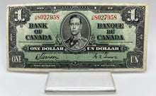 1937 Bank of canada BC-21c One Dollars VF-20 Gordon Towers, Serial-JM 8027958