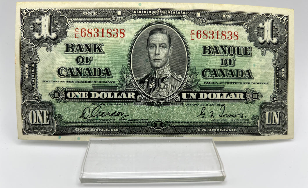 1937 Bank of canada BC-21c One Dollars VF-20 Gordon Towers, Serial-CL 6831838