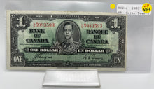 1937 Bank of canada BC-21d One Dollars VF-30 Coyne Towers, Serial-NN 5983593