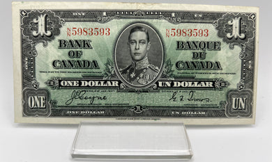 1937 Bank of canada BC-21d One Dollars VF-30 Coyne Towers, Serial-NN 5983593