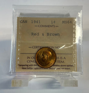 Canada One Cent 1941 MS-64 ICCS