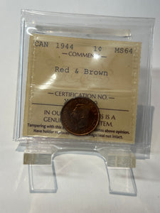 Canada One Cent 1944 MS-64 ICCS
