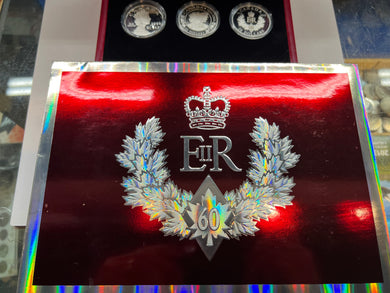 2012 The Queen's Diamond Jubilee 60 Royal Cypher Fine Silver Set 3-pieces