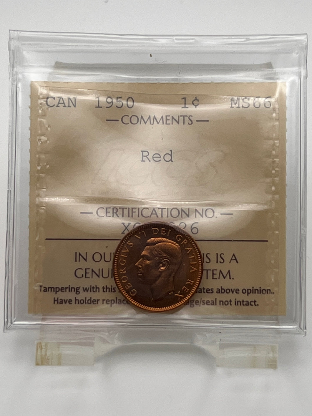 Canada One Cent 1950 MS-66 ICCS