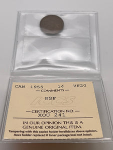 Canada One Cent 1955 VF-20 ICCS-NSF