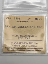 Canada One Cent 1955 MS-64 ICCS-SF-LG-Denticles