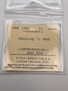 Canada One Cent 1957 MS-64 ICCS-Hanging 7