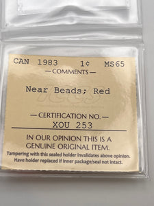 Canada One Cent 1983 MS-65 ICCS-Near Beads