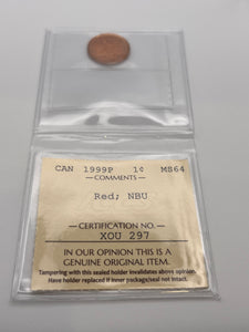 Canada One Cent 1999 MS-64 ICCS-NBU