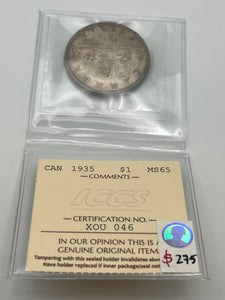 Canada Silver One Dollar 1935 MS-65 ICCS