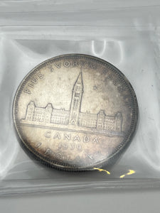 Canada Silver One Dollar 1939 AU50  ICCS