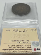 Canada Silver One Dollar 1949 AU50  ICCS