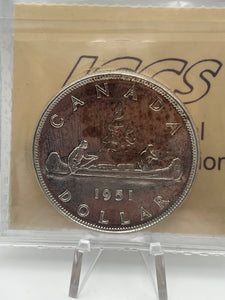 Canada Silver One Dollar 1951 MS-63 ICCS