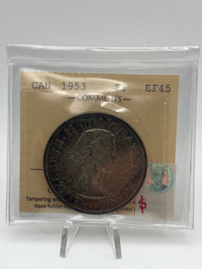 Canada Silver One Dollar 1953 EF45 ICCS-NSF