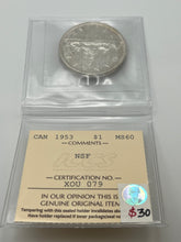 Canada Silver One Dollar 1953 MS-60 ICCS-NSF