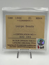 Canada Silver One Dollar 1966 MS-64 ICCS-Large beads