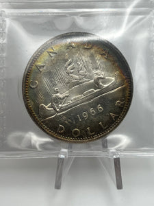 Canada Silver One Dollar 1966 MS-64 ICCS-Large beads