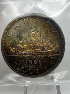 Canada Silver One Dollar 1966 MS-65 ICCS-Large beads