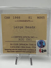 Canada Silver One Dollar 1966 MS-65 ICCS-Large beads