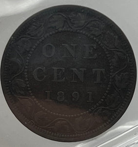CANADA ONE CENT 1891 ICCS VF-20 LL SD-OBVERSE 3