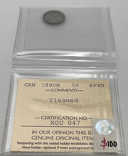 CANADA SILVER FIVE CENT 1890H ICCS EF-40 Cleaned