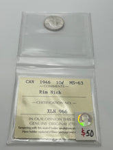 CANADA SILVER TEN CENT 1946 ICCS  MS-63-Rim Nick