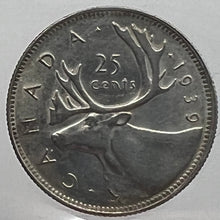 CANADA SILVER TWENTY-FIVE CENTS 1939 ICCS AU-55