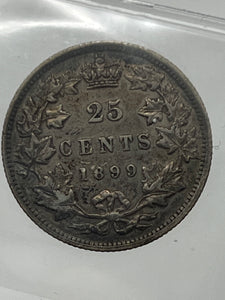 CANADA SILVER TWENTY-FIVE CENTS 1899 ICCS EF-40
