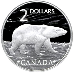 2004 Canada Proof Twoonie, Sterling Silver Two Dollars-proud Polar Bear