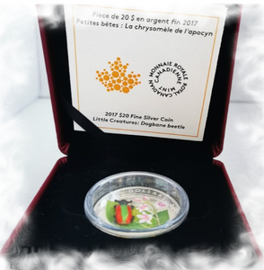 2017 20 Dollars Fine Silver Coin- Little Creatures-Dogbane Beetle