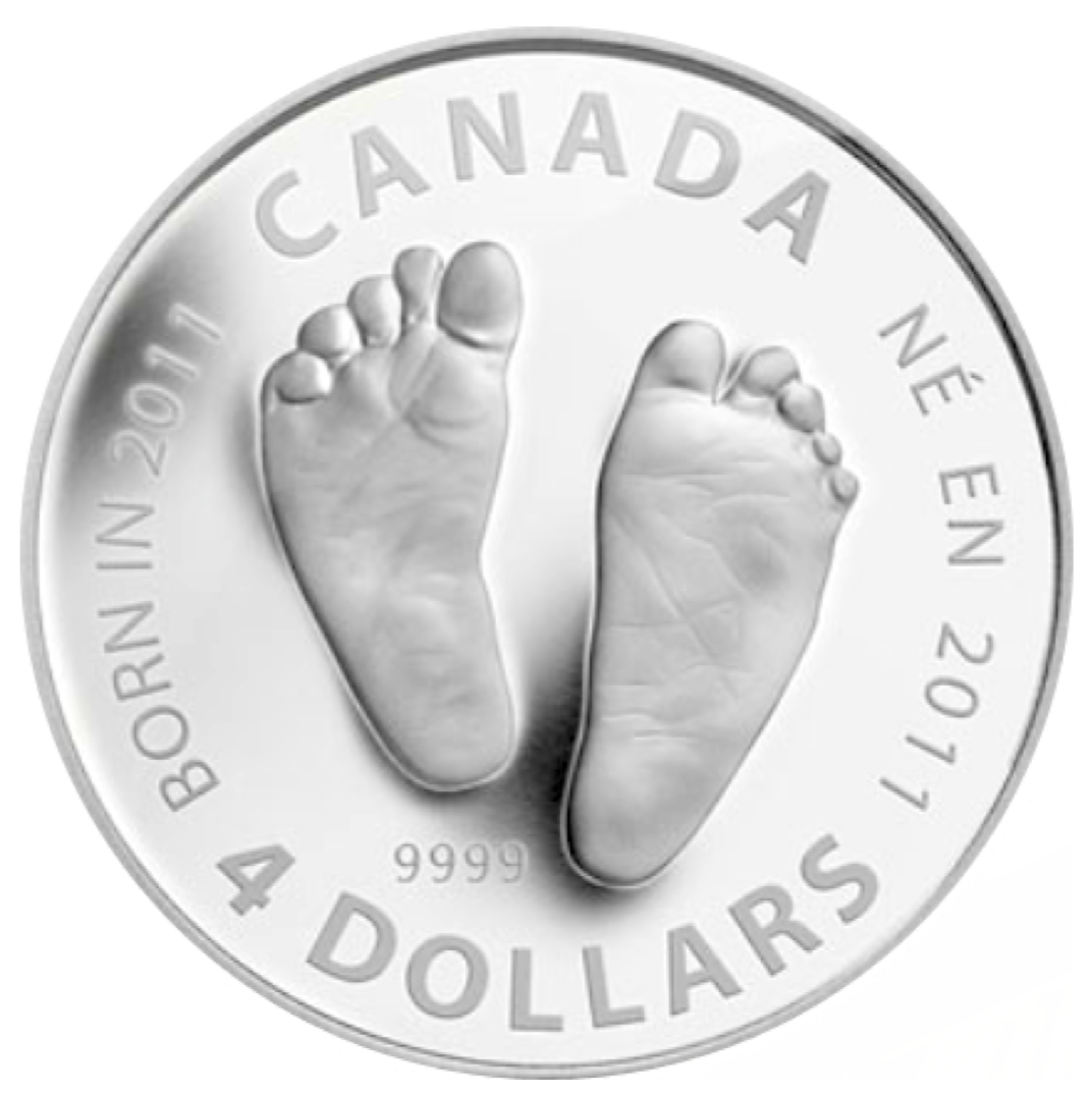 2011 Canada Fine Silver Proof $4 Welcome to the World, Four Dollars ...