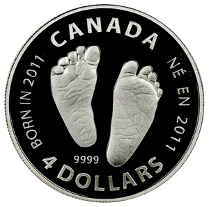 2011 Canada Fine Silver Proof $4 Welcome to the World, Four Dollars