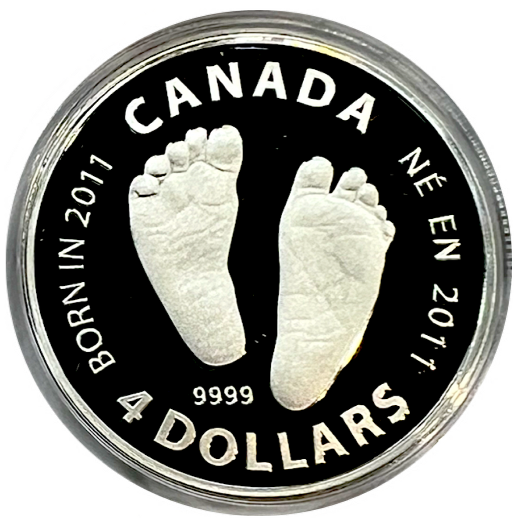 2011 Canada Fine Silver Proof $4 Welcome to the World, Four Dollars