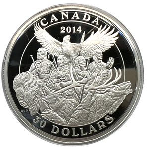 2014 2 oz Fine Silver Coin-National Aboriginal Veterans Monument