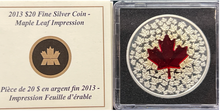 2013 Fine Silver Maple Coin- Maple Leaf Impression-Red