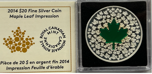 2013 Fine Silver Maple Coin- Maple Leaf Impression-Green