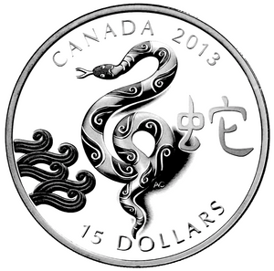 2013 $15 Fifteen Dollars-Classic Chinese Zodiac Series-YEAR OF THE SNAKE